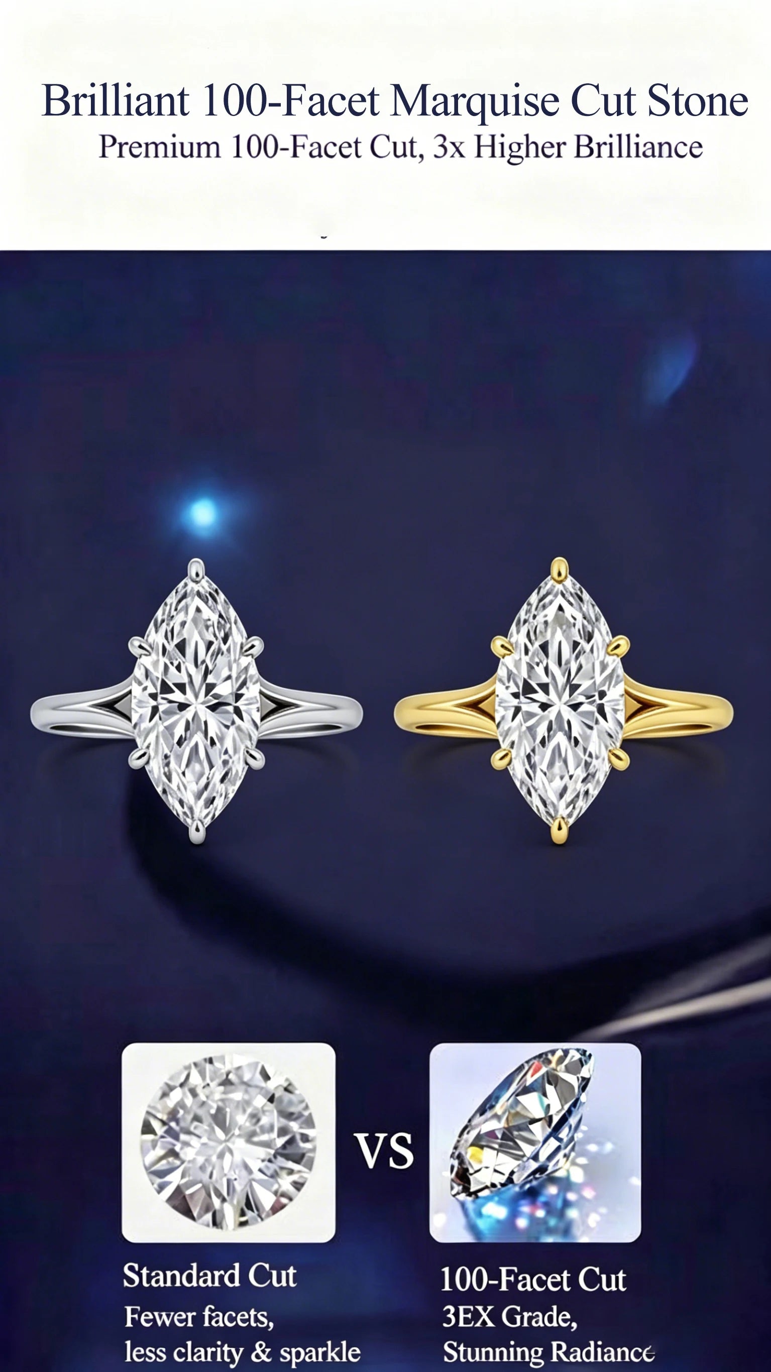 Moissanite Ring silver 925 sterling gold plated