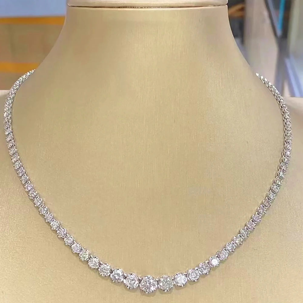 Moissanite Diamond Tennis Necklace with Certificat