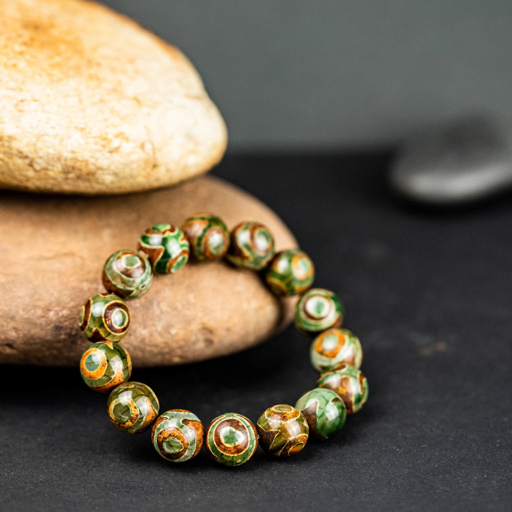 14mm Natural Stone Agate Beaded Bracelet Handmade.