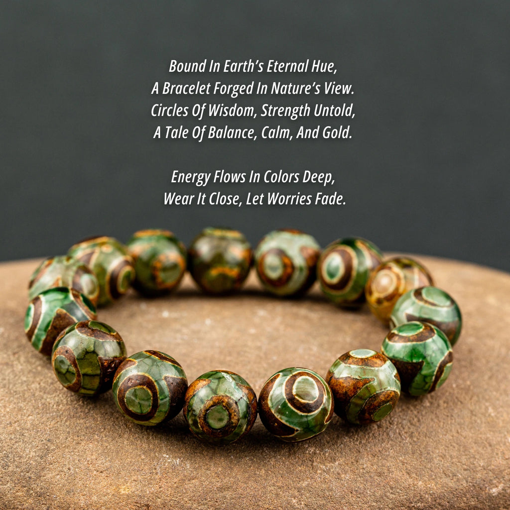 14mm Natural Stone Agate Beaded Bracelet Handmade.