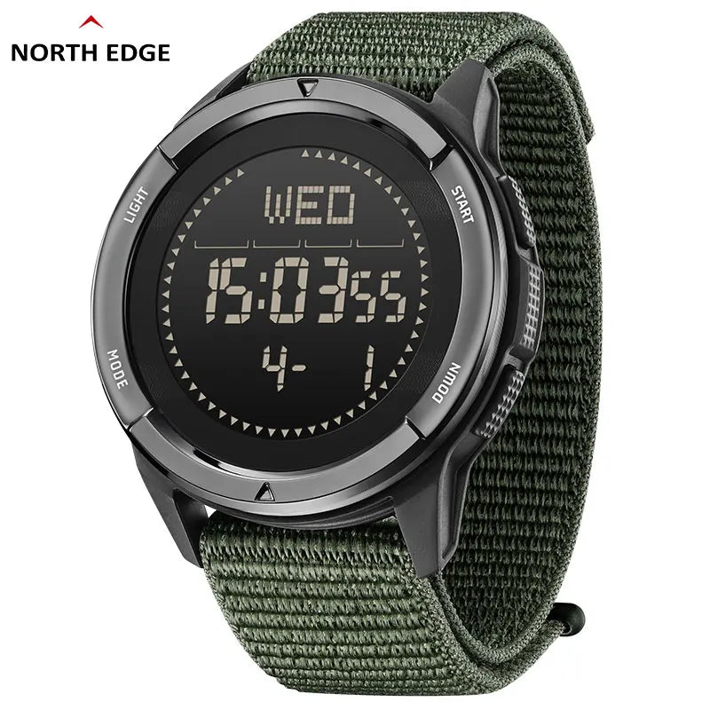 NORTH EDGE ALPS Men's Digital Carbon fiber Watch Shock - Green Strap
