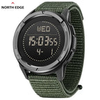 NORTH EDGE ALPS Men's Digital Carbon fiber Watch Shock - Green Strap