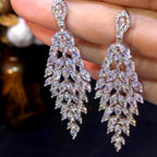 Asnora - Boucles d'oreilles pendantes de luxe en cristal de zircon cubique
