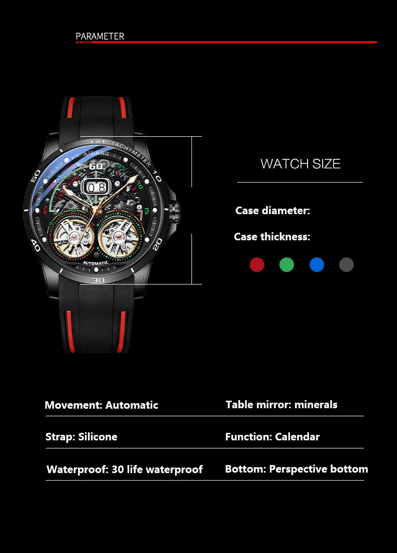 Ailang Men's Double Tourbillon Skeleton Automatic