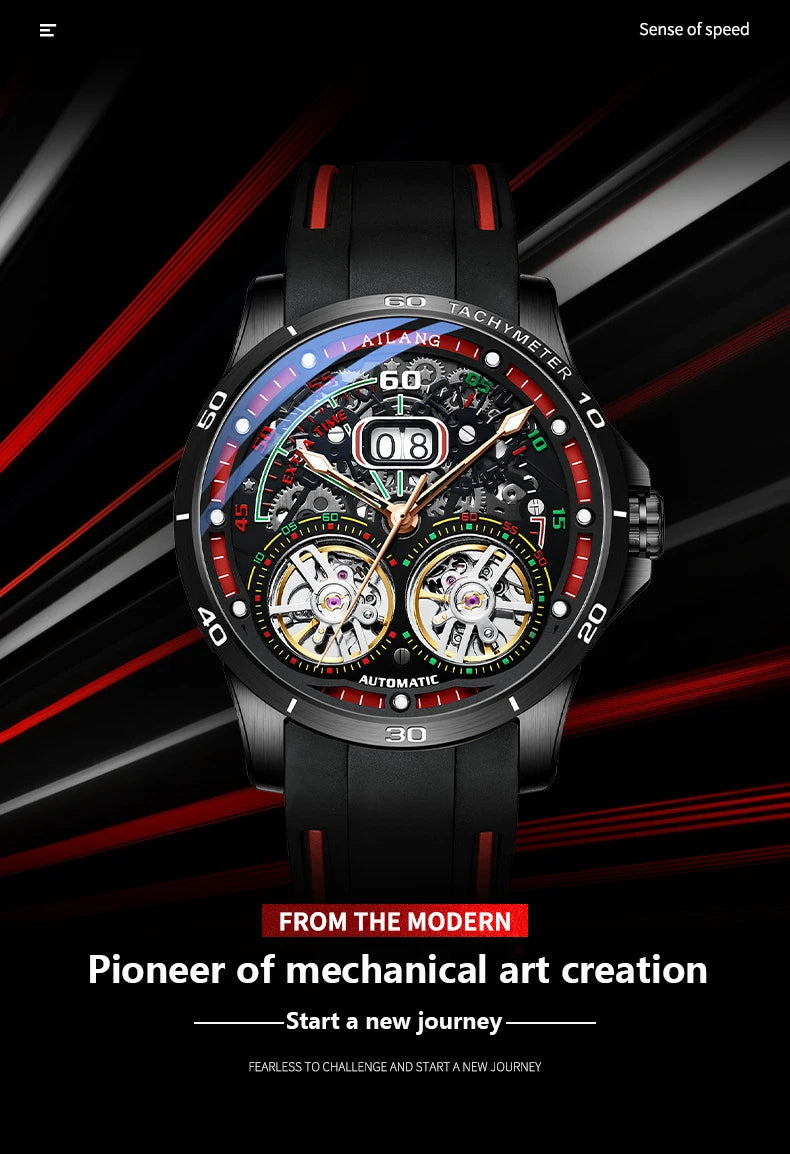 Ailang Men's Double Tourbillon Skeleton Automatic