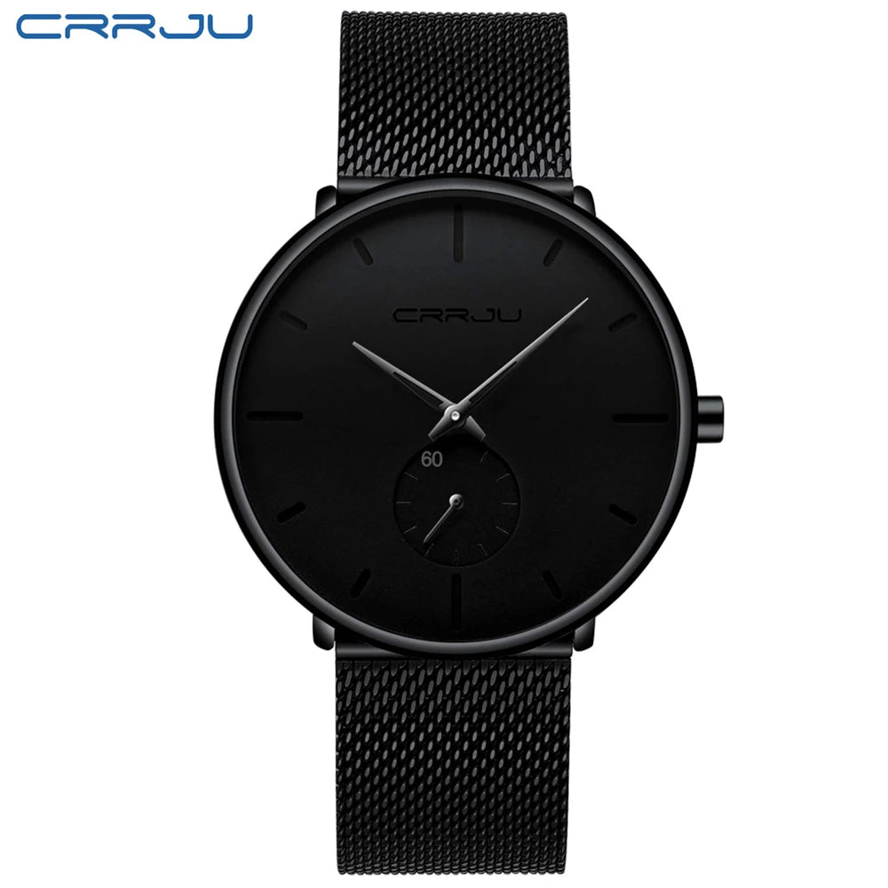CRRJU New Watches Mens 2019 Man Fashion Simple - Black Black