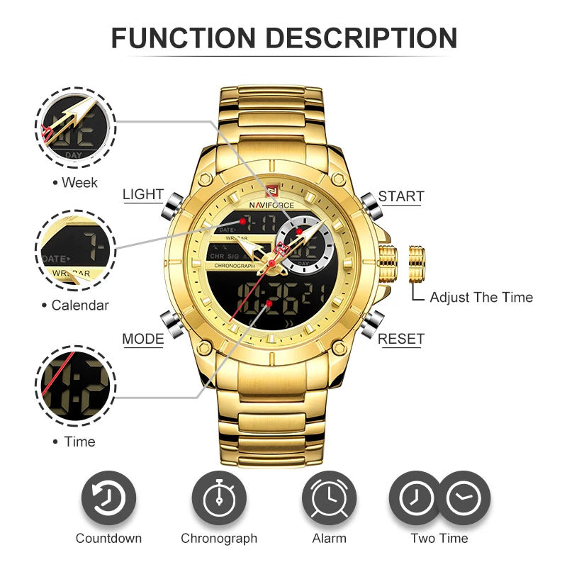 NAVIFORCE 9163 Luxury Original Sport Wrist Watch For