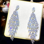 Asnora - Boucles d'oreilles pendantes de luxe en cristal de zircon cubique