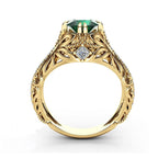 14K Gold Color Emerald Ring for Women Anillos