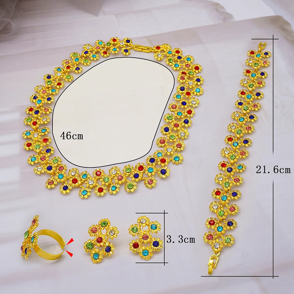Dubai Women Gold Color Jewelry Sets African Wedding