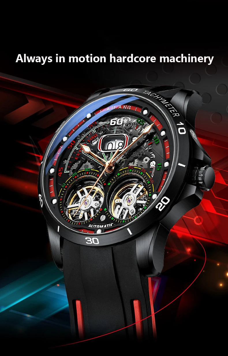 Ailang Men's Double Tourbillon Skeleton Automatic