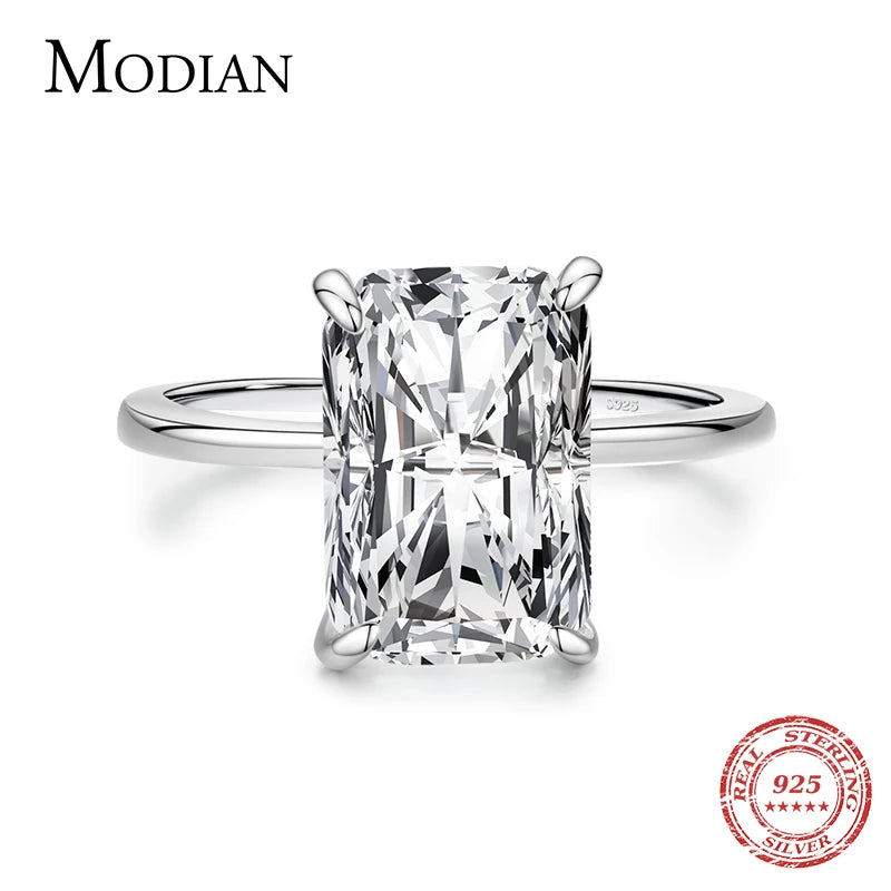 Modian Classic Rectangular Cutting Clear CZ Ring Solid - 7, 8, 5, 6, 9