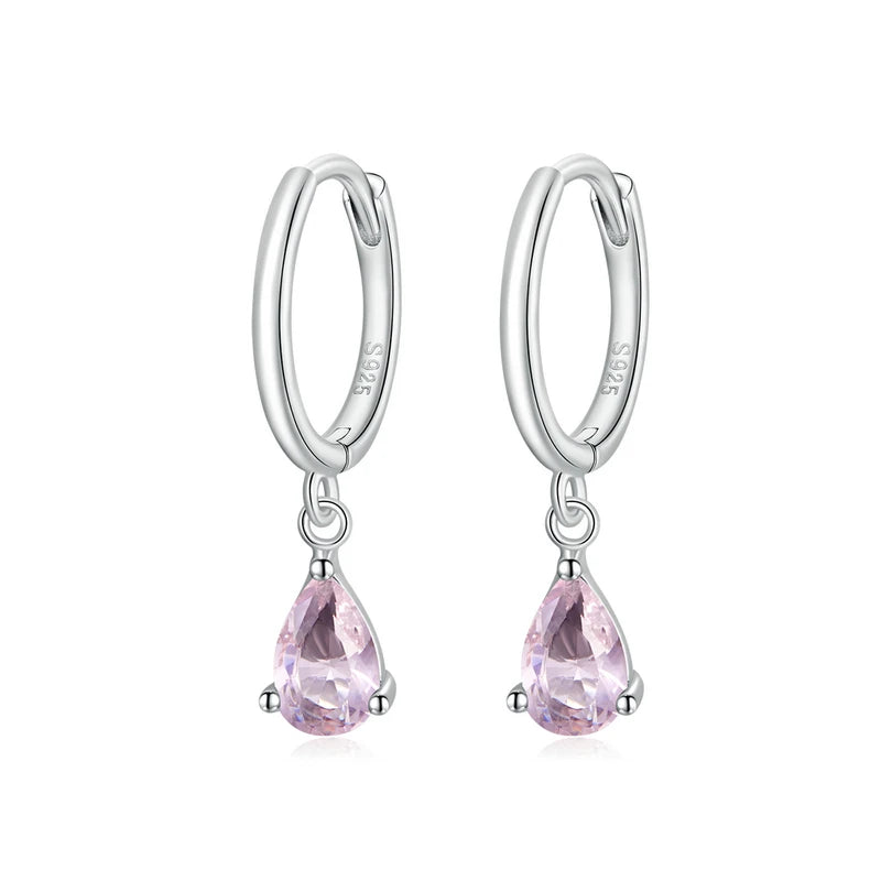BAMOER Silver ISHWAR Green Water Drop Earrings 925 - SCE1018-PK / China Mainland