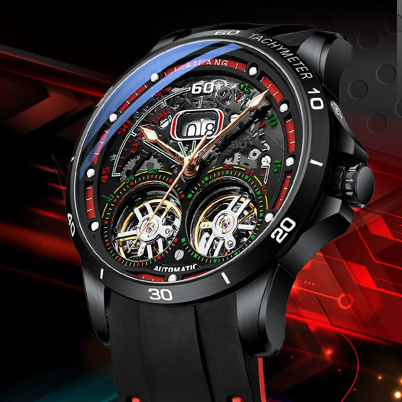 Ailang Men's Double Tourbillon Skeleton Automatic