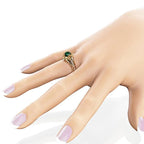 14K Gold Color Emerald Ring for Women Anillos