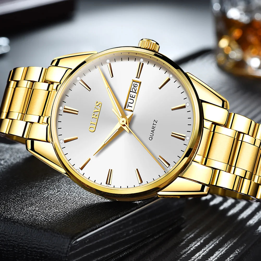 OLEVS Men Watches Waterproof Stainless Steel Quartz