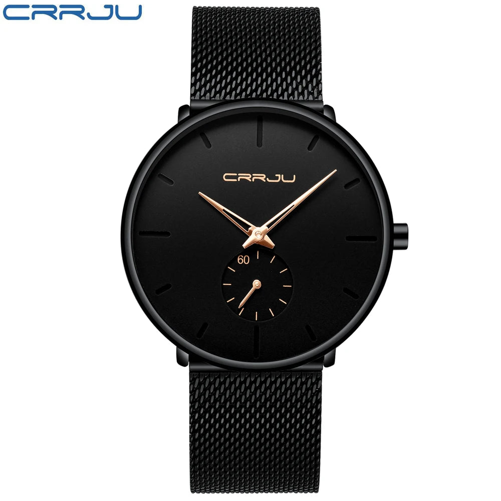 CRRJU New Watches Mens 2019 Man Fashion Simple - Black Black Rose