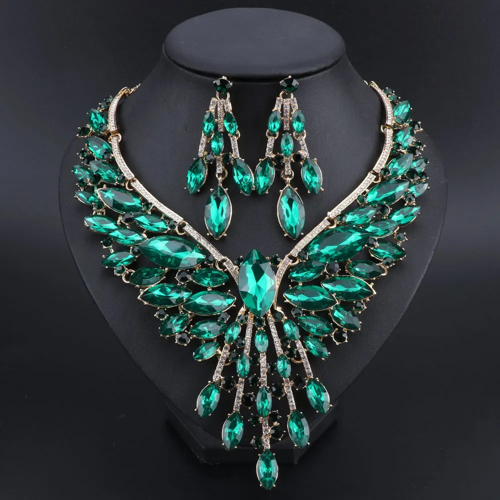 Crystal Bridal Jewelry Sets Wedding Party Costume.
