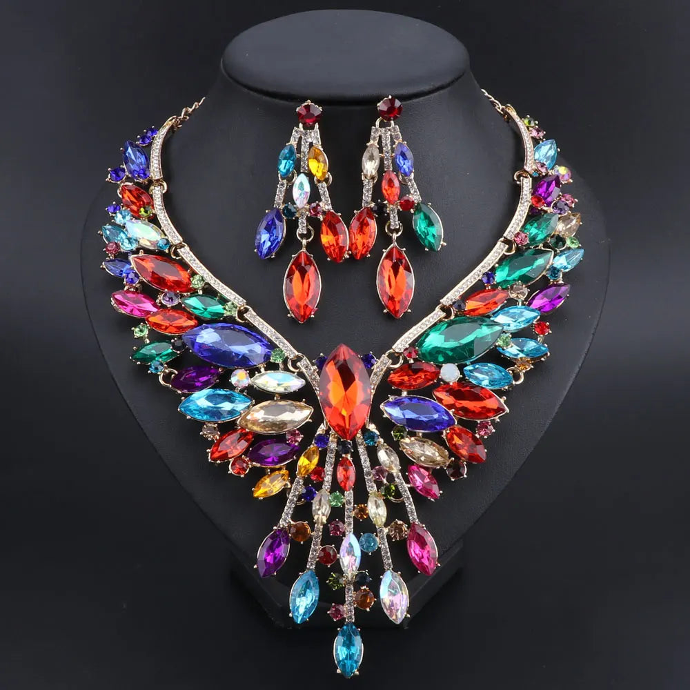 Crystal Bridal Jewelry Sets Wedding Party Costume.