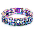 18mm Heavy Punk Rock Men Rainbow Blue Bike Biker