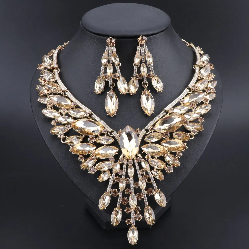 Crystal Bridal Jewelry Sets Wedding Party Costume.