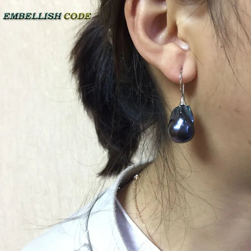 baroque pearl flame ball style hook dangle earring