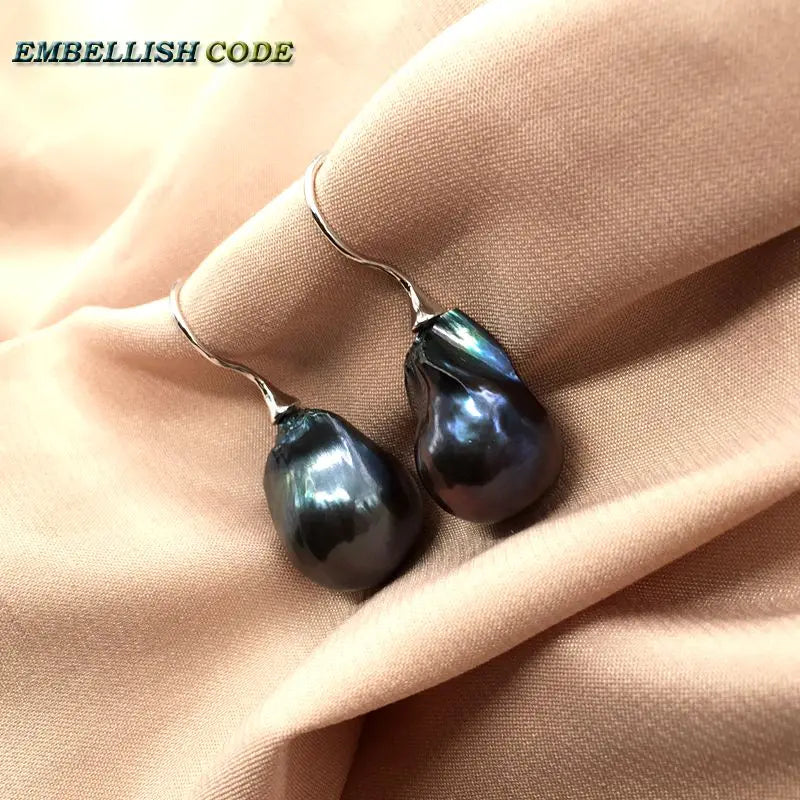 baroque pearl flame ball style hook dangle earring