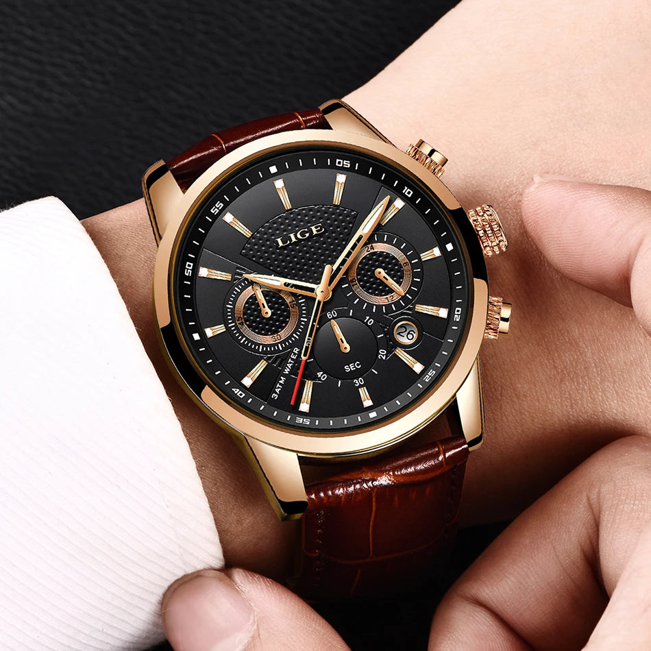 Lige Mens Watches Luxury Waterproof Sport Man