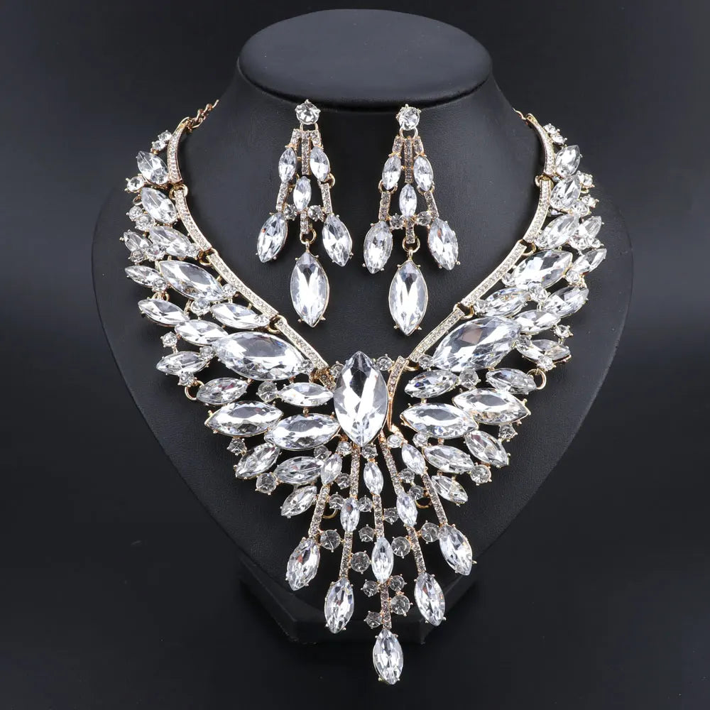 Crystal Bridal Jewelry Sets Wedding Party Costume.