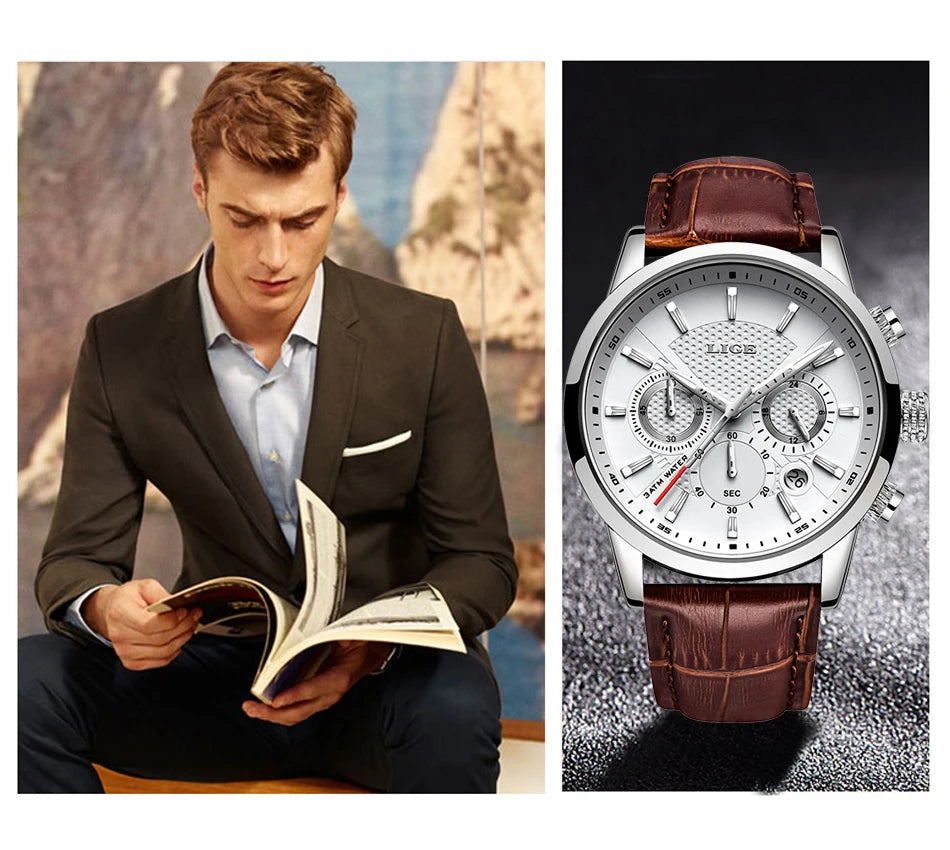 Lige Mens Watches Luxury Waterproof Sport Man