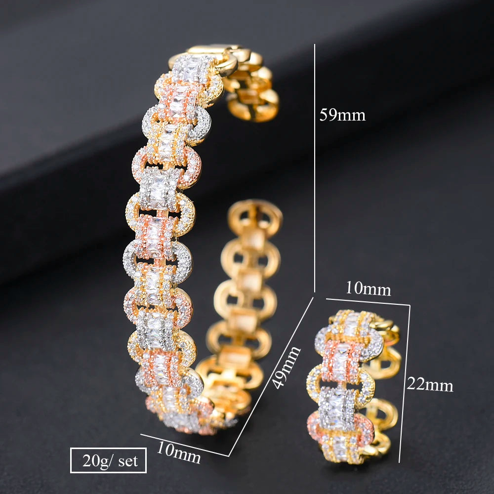 GODKI Luxury African Bangle Ring Sets Fashion