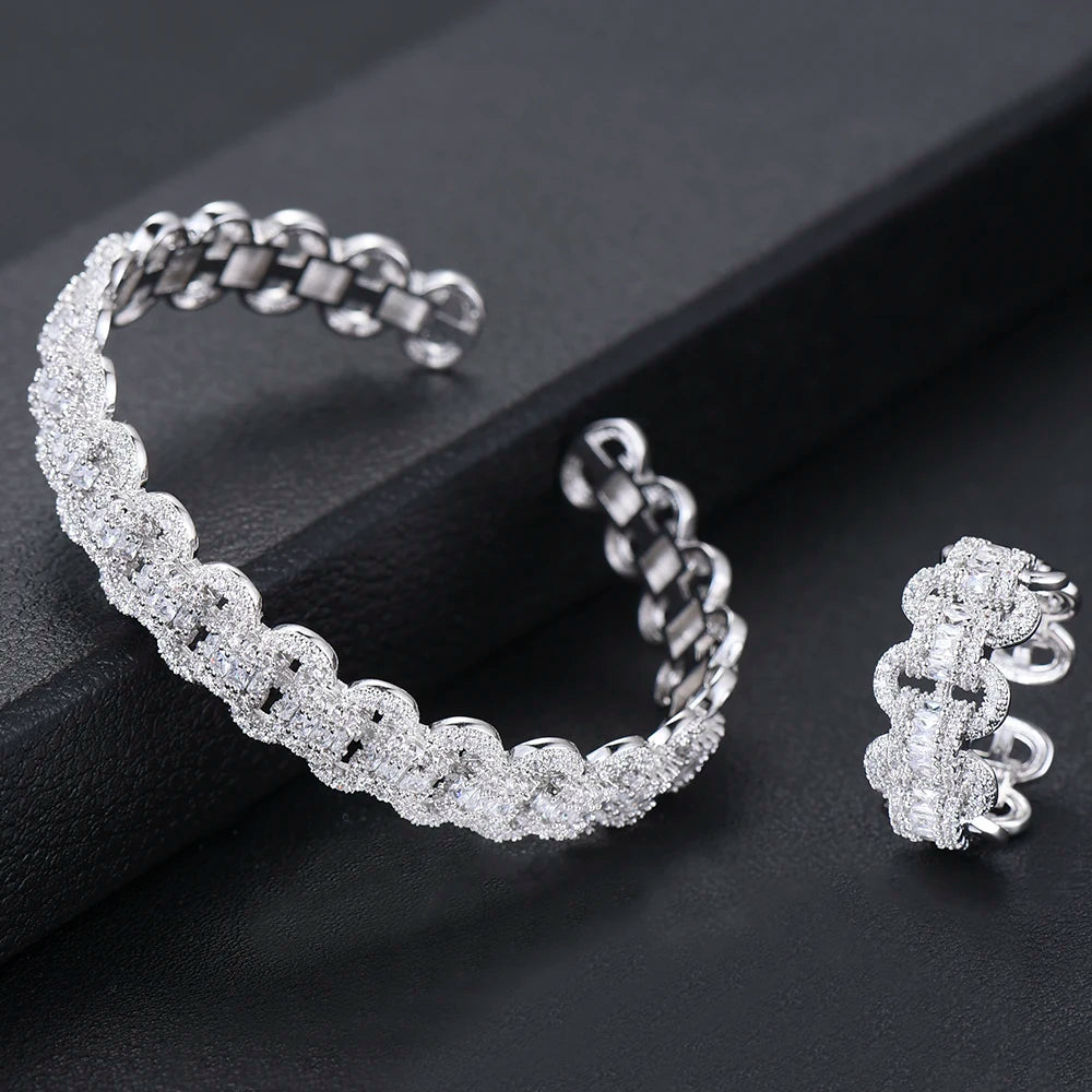 GODKI Luxury African Bangle Ring Sets Fashion