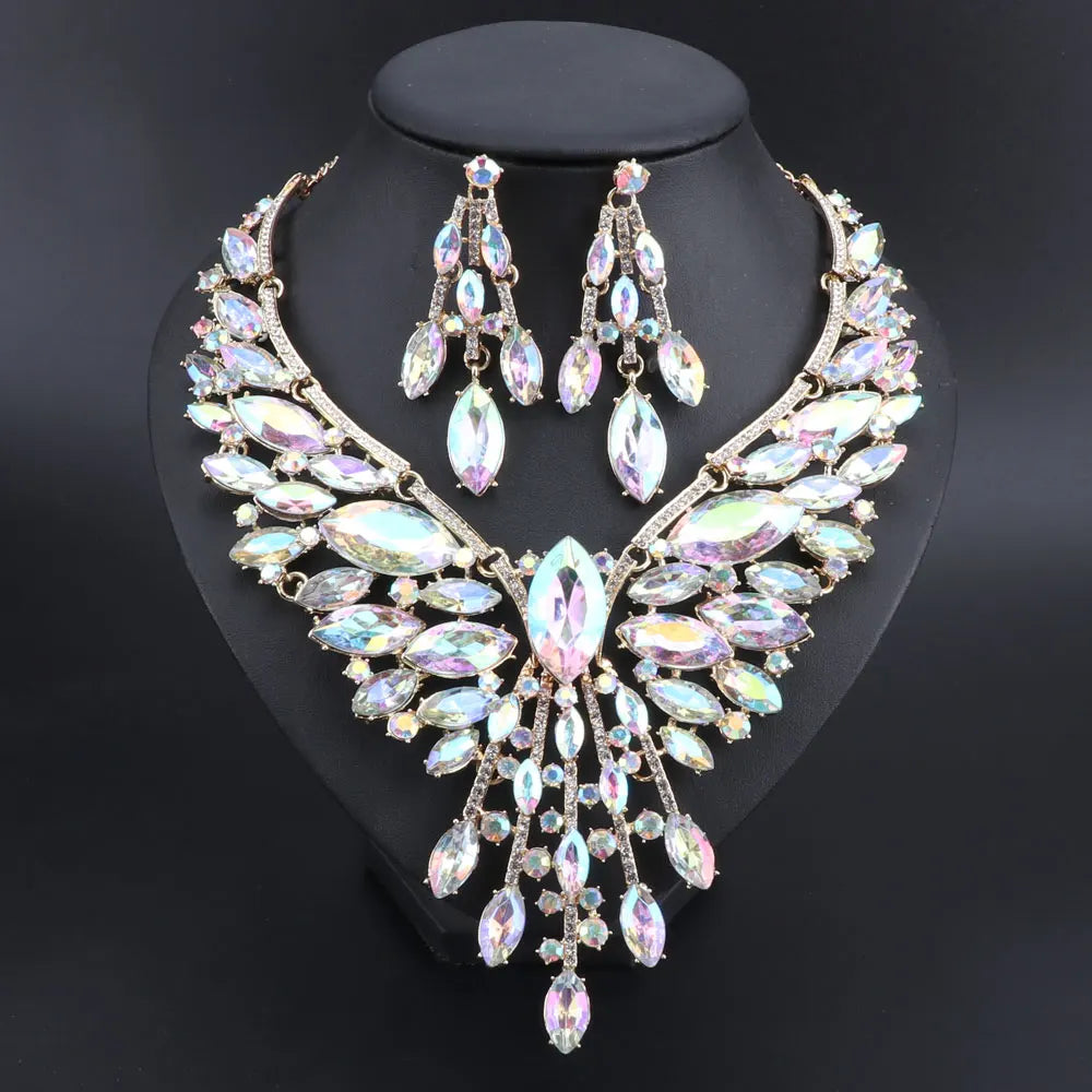 Crystal Bridal Jewelry Sets Wedding Party Costume.