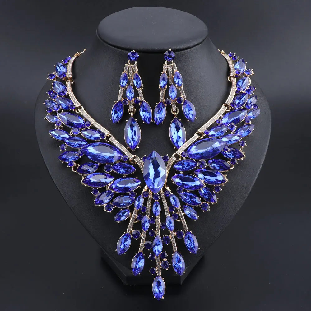 Crystal Bridal Jewelry Sets Wedding Party Costume.