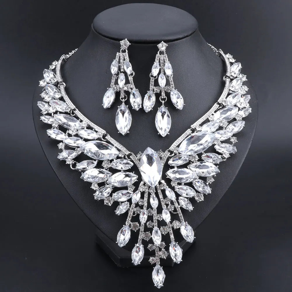 Crystal Bridal Jewelry Sets Wedding Party Costume.