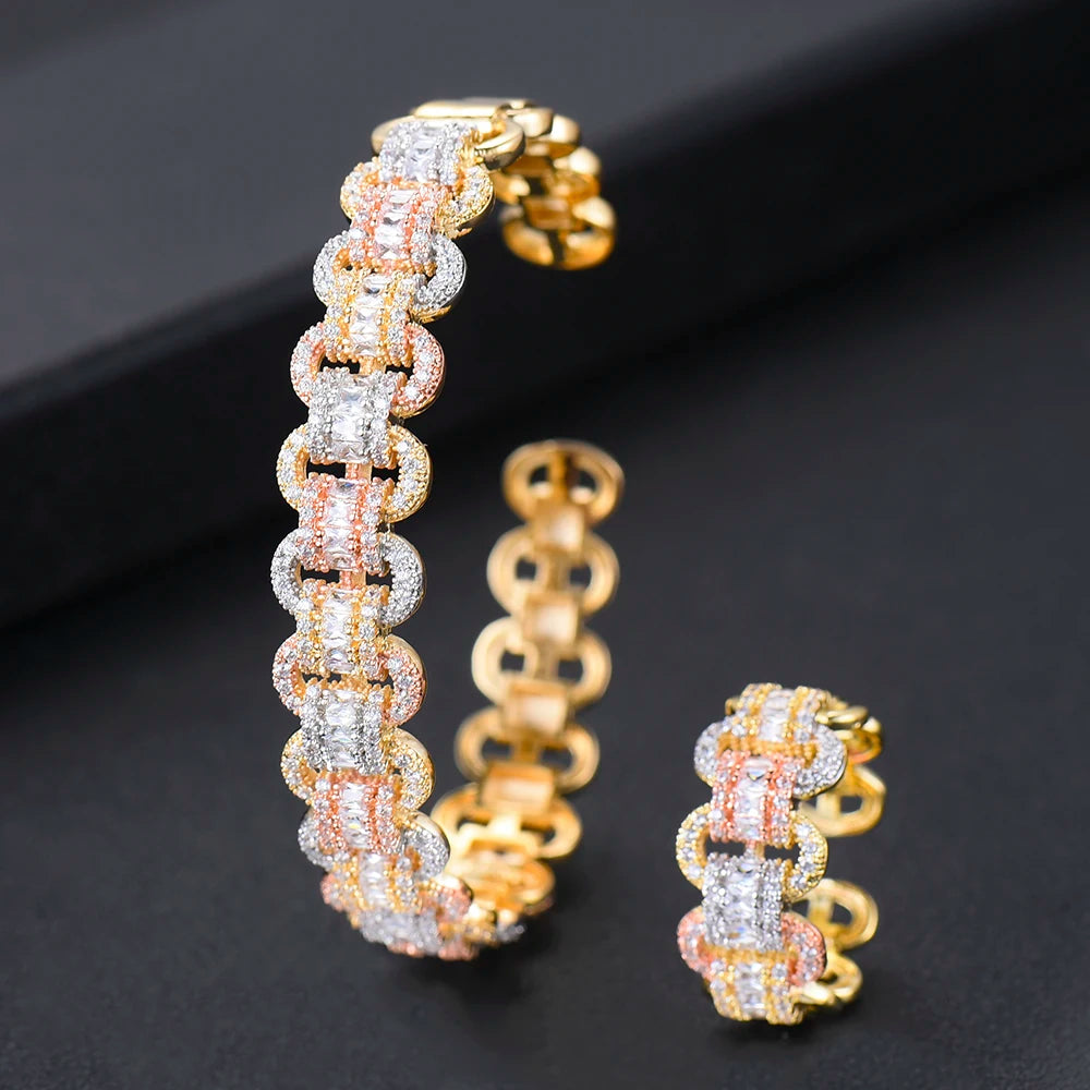 GODKI Luxury African Bangle Ring Sets Fashion