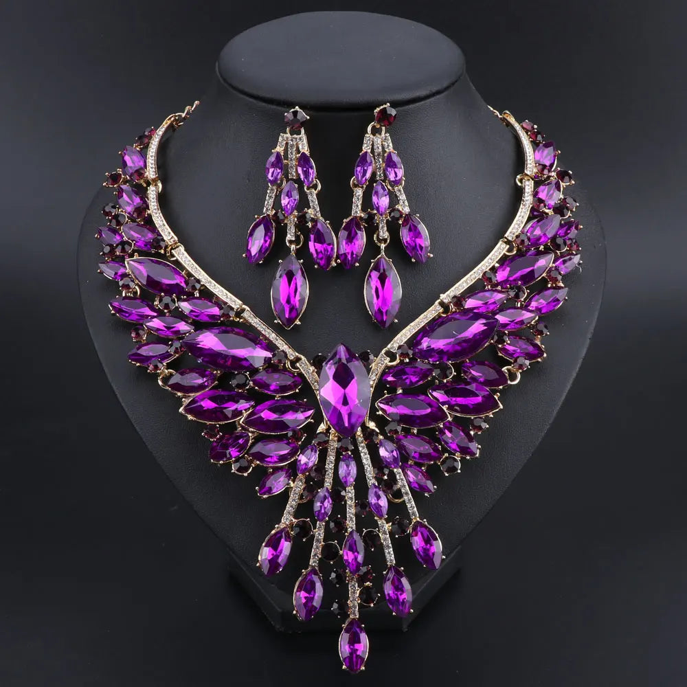 Crystal Bridal Jewelry Sets Wedding Party Costume.