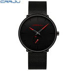 CRRJU New Watches Mens 2019 Man Fashion Simple - Black Black red