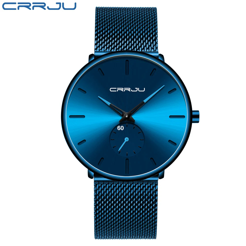 CRRJU New Watches Mens 2019 Man Fashion Simple - Blue