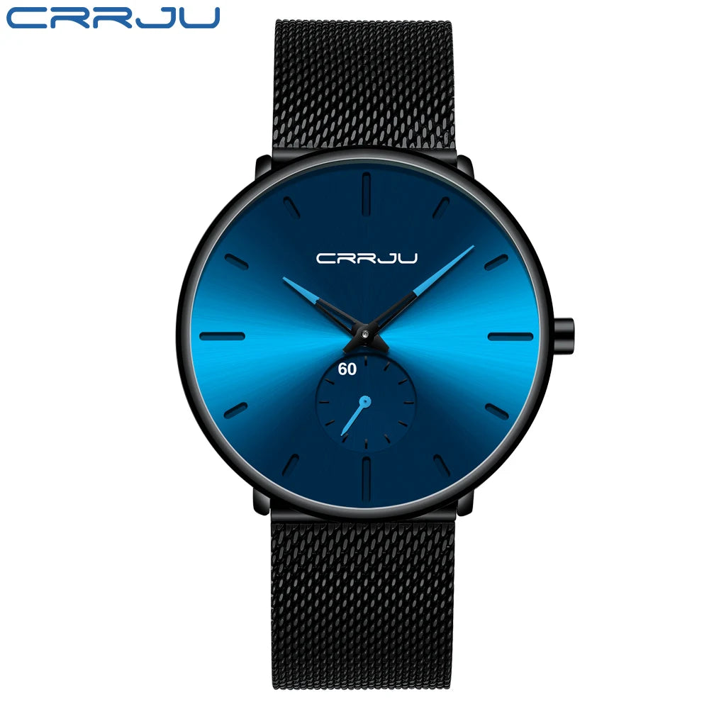 CRRJU New Watches Mens 2019 Man Fashion Simple - Black Blue Blue