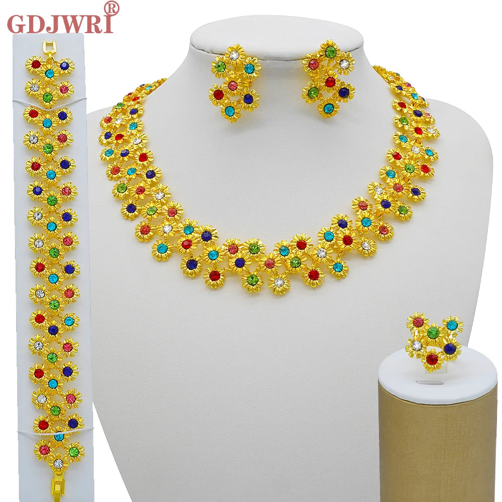 Dubai Women Gold Color Jewelry Sets African Wedding