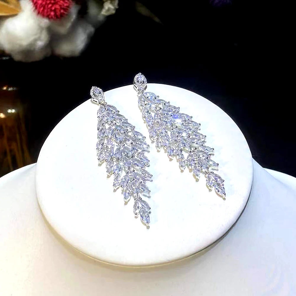 Asnora -Luxury Long Cubic Zirconia Crystal Earring