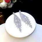 Asnora - Boucles d'oreilles pendantes de luxe en cristal de zircon cubique