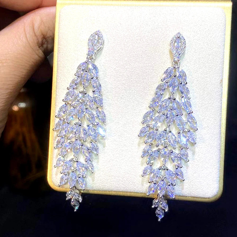 Asnora -Luxury Long Cubic Zirconia Crystal Earring