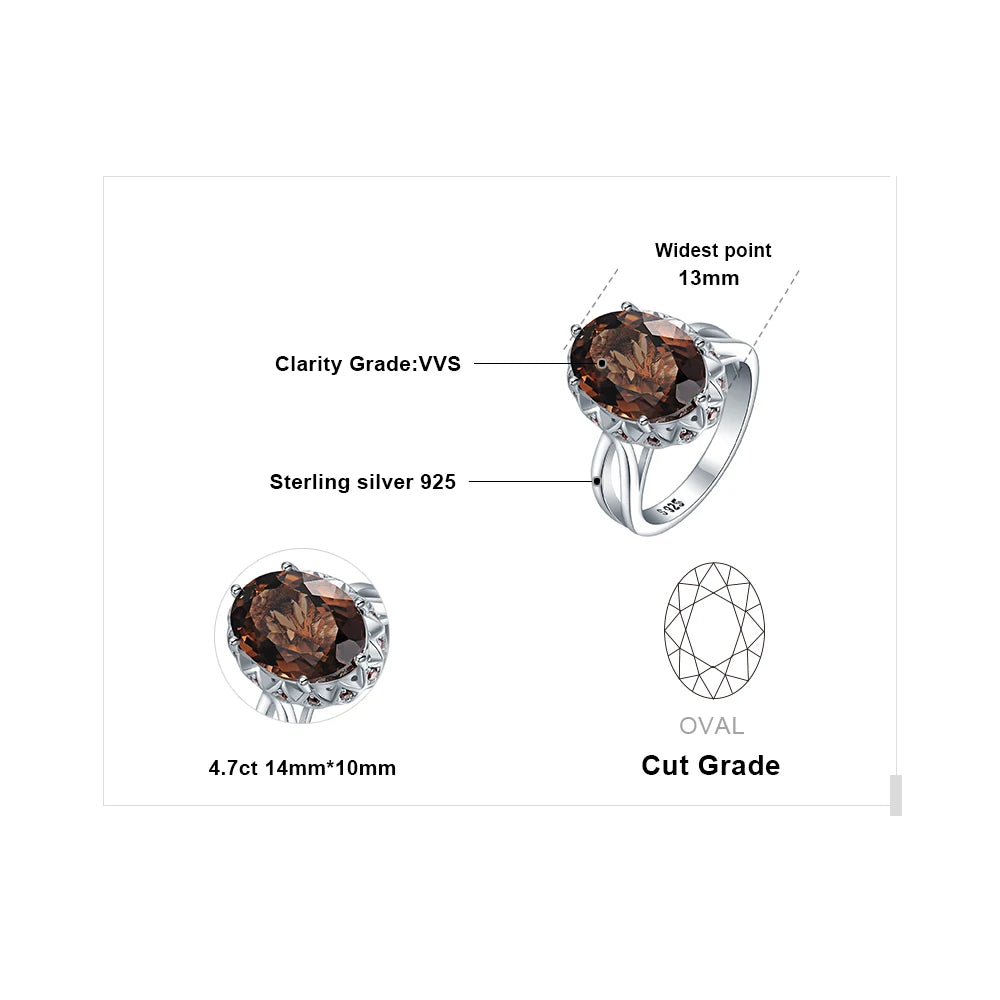 JewelryPalace Large 5.7ct Genuine Oval Smoky Quart