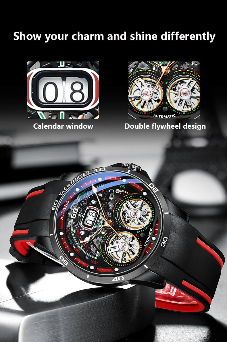 Ailang Men's Double Tourbillon Skeleton Automatic