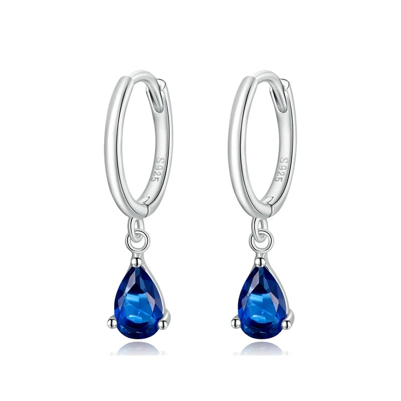 BAMOER Silver ISHWAR Green Water Drop Earrings 925 - SCE1018-BU / China Mainland
