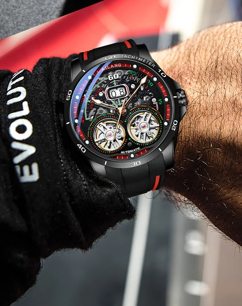 Ailang Men's Double Tourbillon Skeleton Automatic