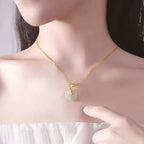 S925 Sterling Silver Chinoiserie Rose Jade Necklace