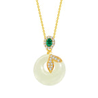 S925 Silver Hetian Jade Fish Tail Pendant Necklace